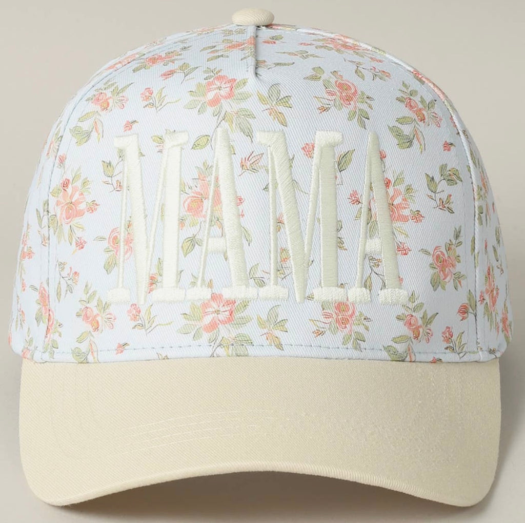 Mama Embroidered Flower Pattern Trucker Hat