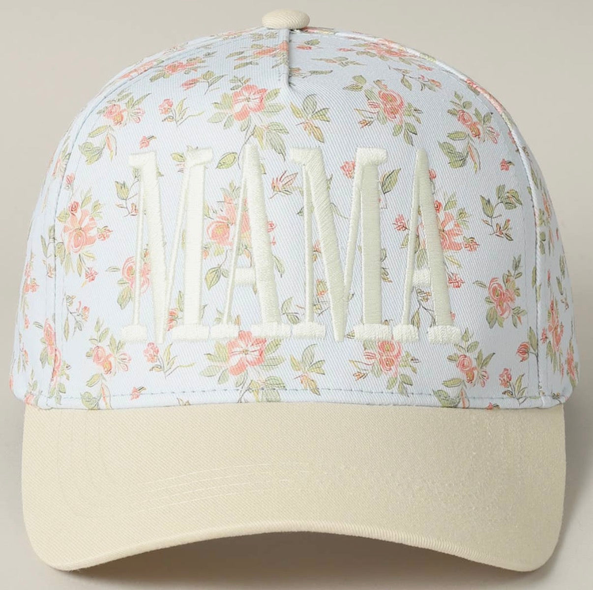 Mama Embroidered Flower Pattern Trucker Hat