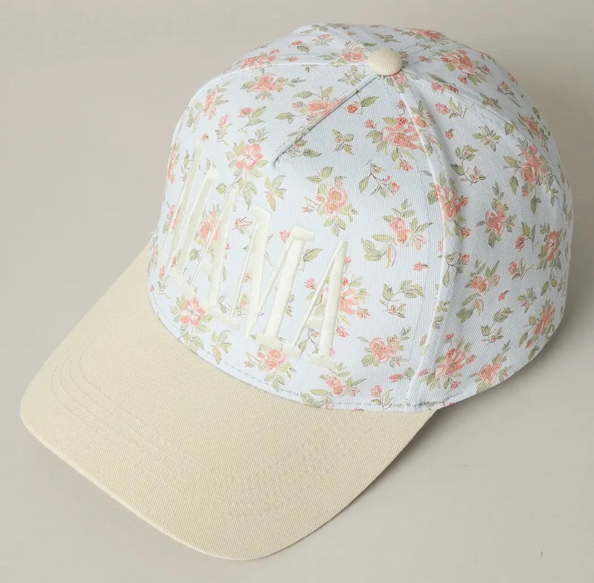 Mama Embroidered Flower Pattern Trucker Hat