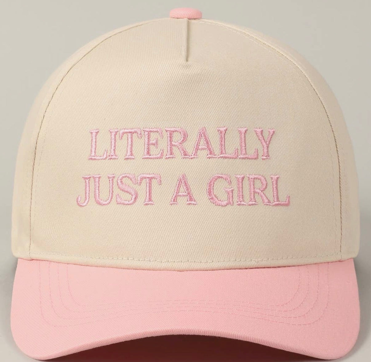 Literally Just A Girl Embroidery Two Tone Trucker Hat