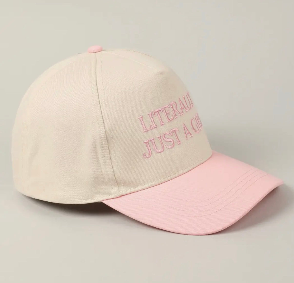 Literally Just A Girl Embroidery Two Tone Trucker Hat