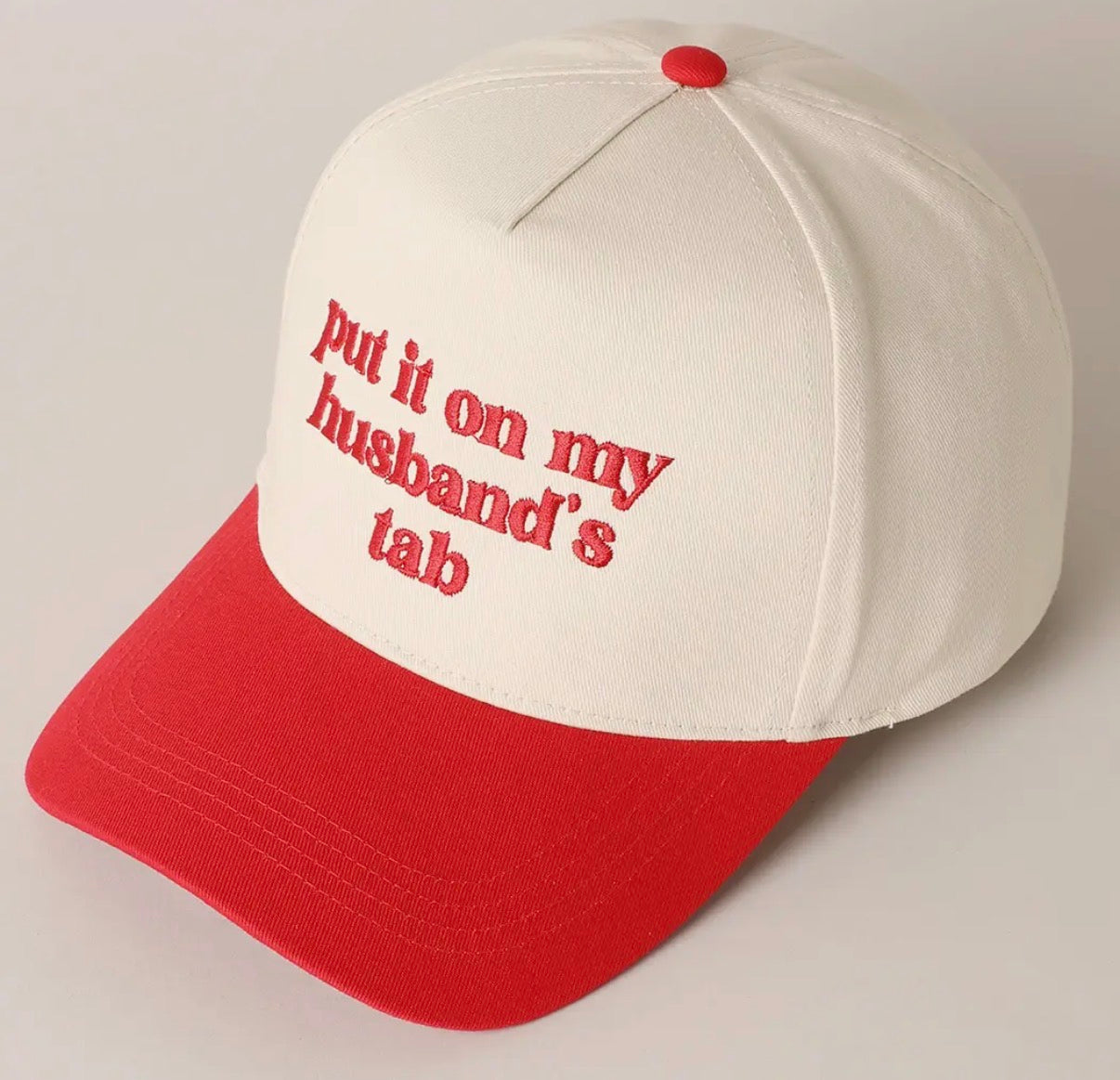 Put It On My Husband's Tab Embroidery Canvas Cap