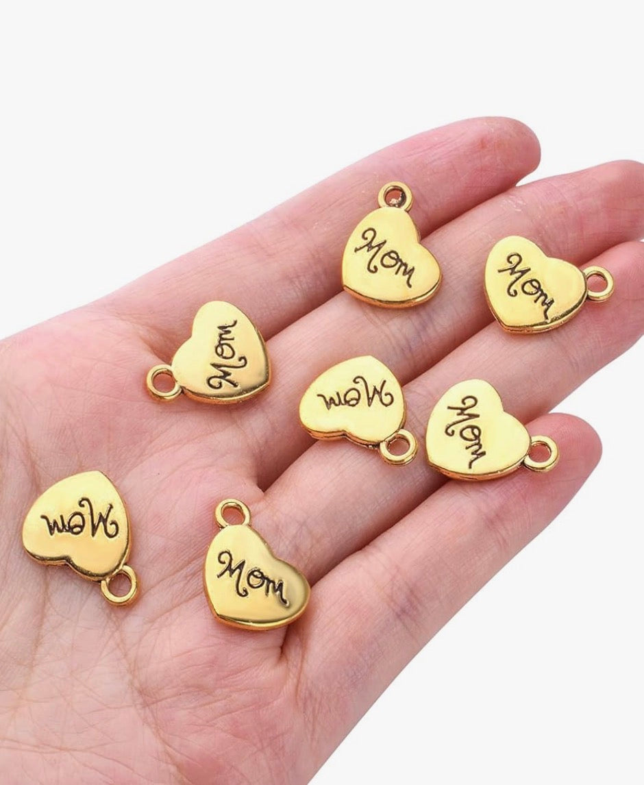 Gold Mom Heart Charm