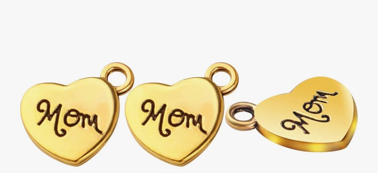 Gold Mom Heart Charm
