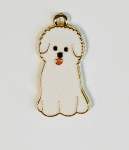 White fluffy dog charm