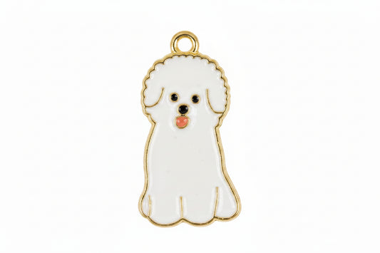 White fluffy dog charm