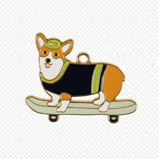 Corgi skateboard charm